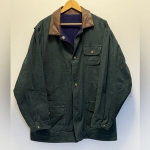 Vintage Reversible Barn Coat with Leather and Corduroy Collar - Size Mens Medium